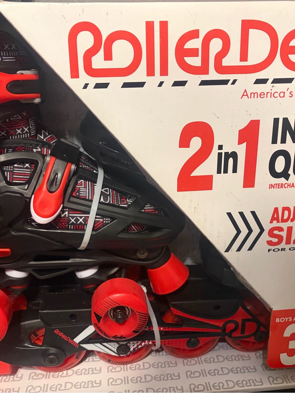 Roller Derby Kids 2-in-1 Adjustable Red & Black Roller Skates
